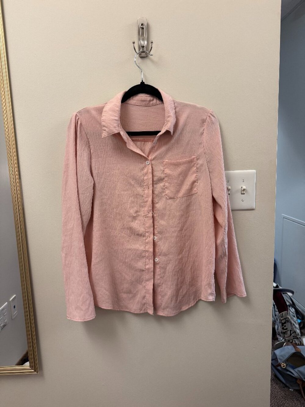 pink button down blouse